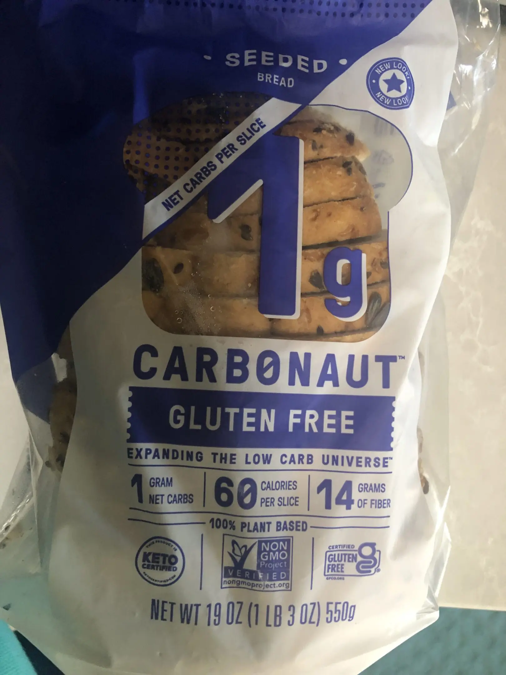Package of Carbonaut gluten-free protein bars with 14g protein each.